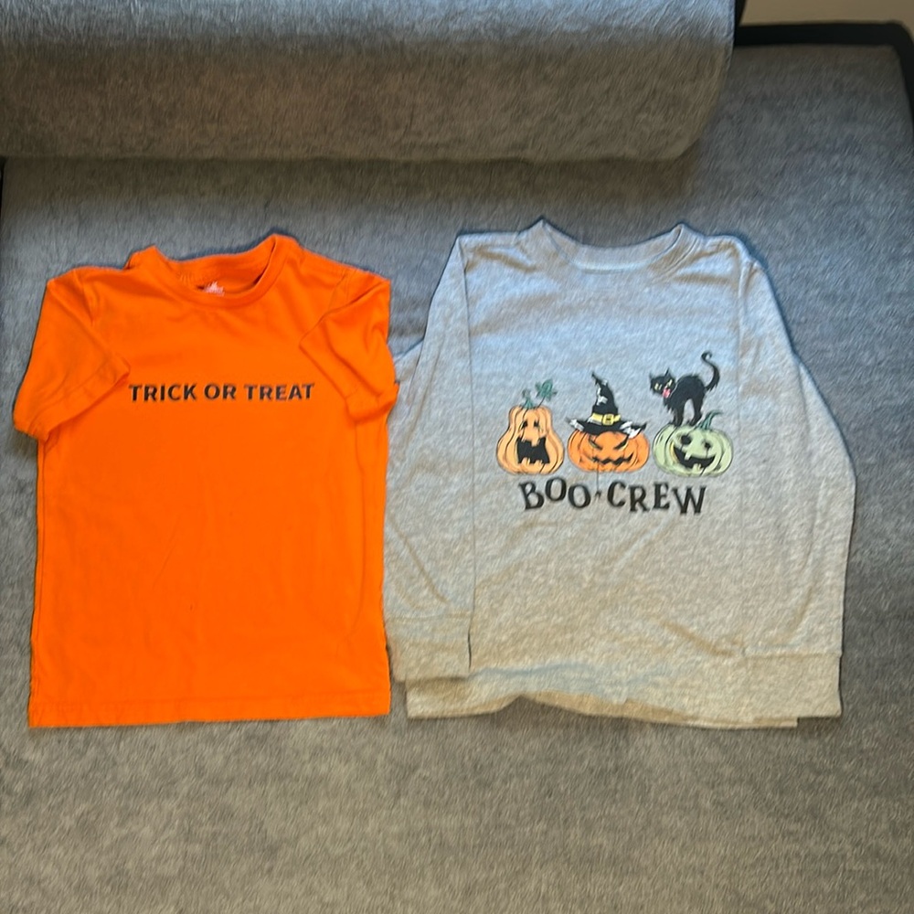 Life Is Good Kids Gray Halloween long sleeve short trick or treat XS 2 shirts